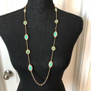 Gold & Turquoise Laundry Necklace